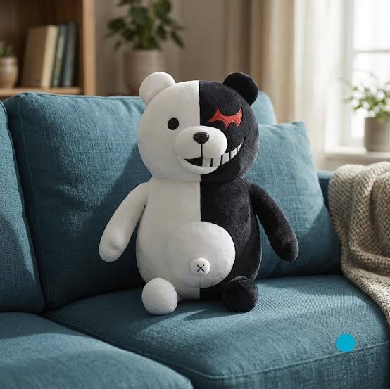 Two-Tone Bear Plush Toy – Black & White Split-Face Stuffed Animal, 25CM & 60CM