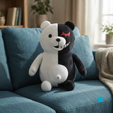 Two-Tone Bear Plush Toy – Black & White Split-Face Stuffed Animal, 25CM & 60CM