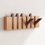 Acacia Wood Wall Mounted Coat Rack with 5 Flip Hooks